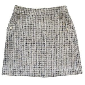 J. Crew Tweed Mini Skirt - fully lined, Blue and White Sz: 6